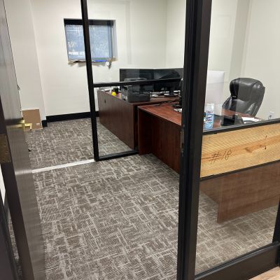 carpet installation in an office