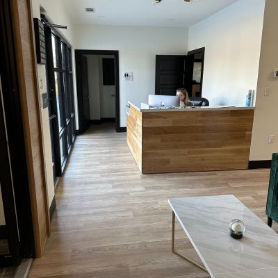 wood look flooring in an office lobby and reception in Denham Springs LA